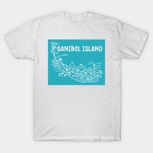 Sanibel Island Map T-Shirt